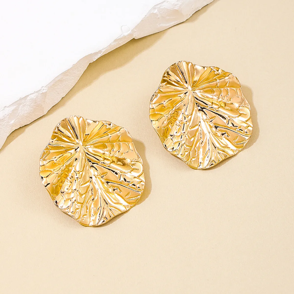 European and American Punk Style Ruffle Leaf Earrings for Women