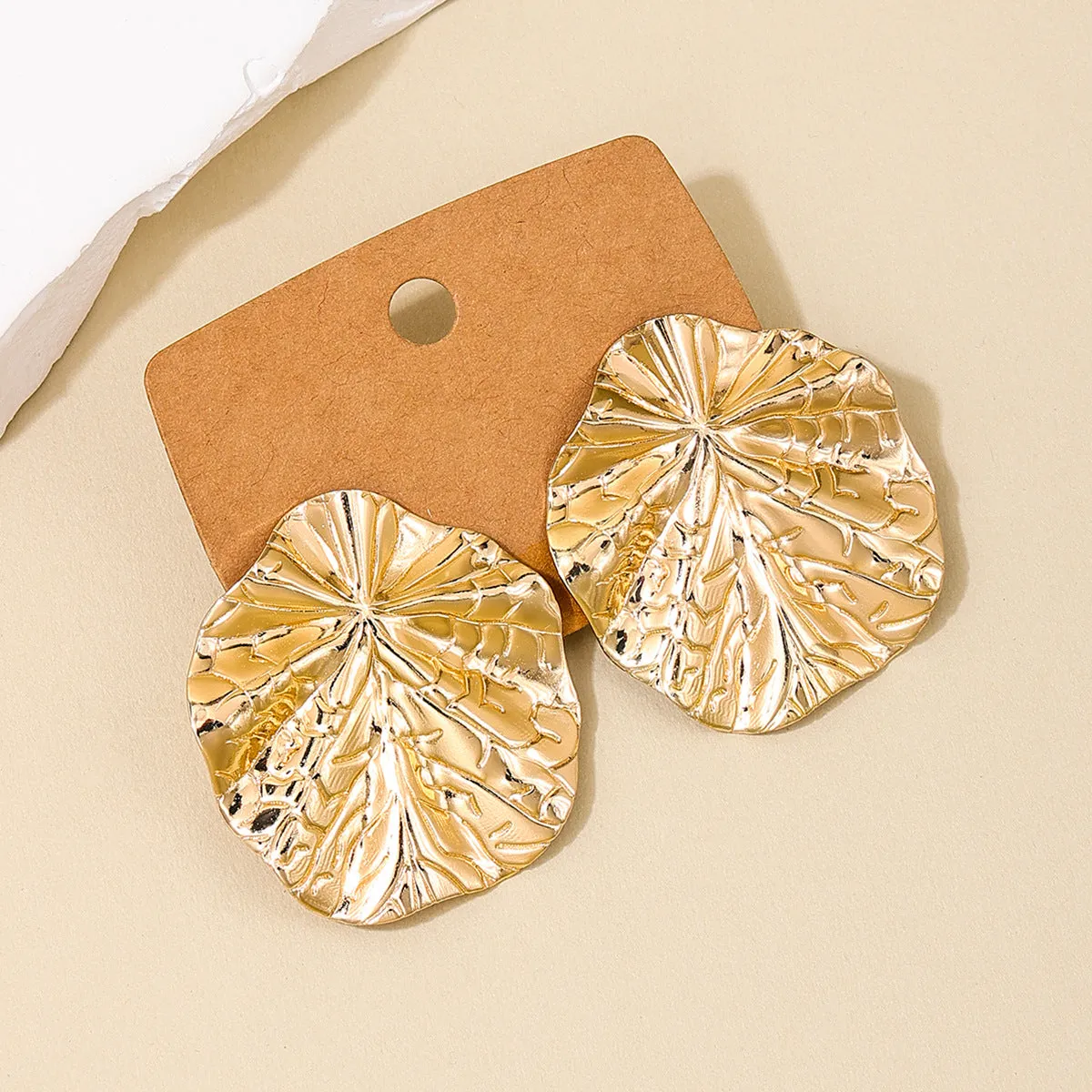 European and American Punk Style Ruffle Leaf Earrings for Women