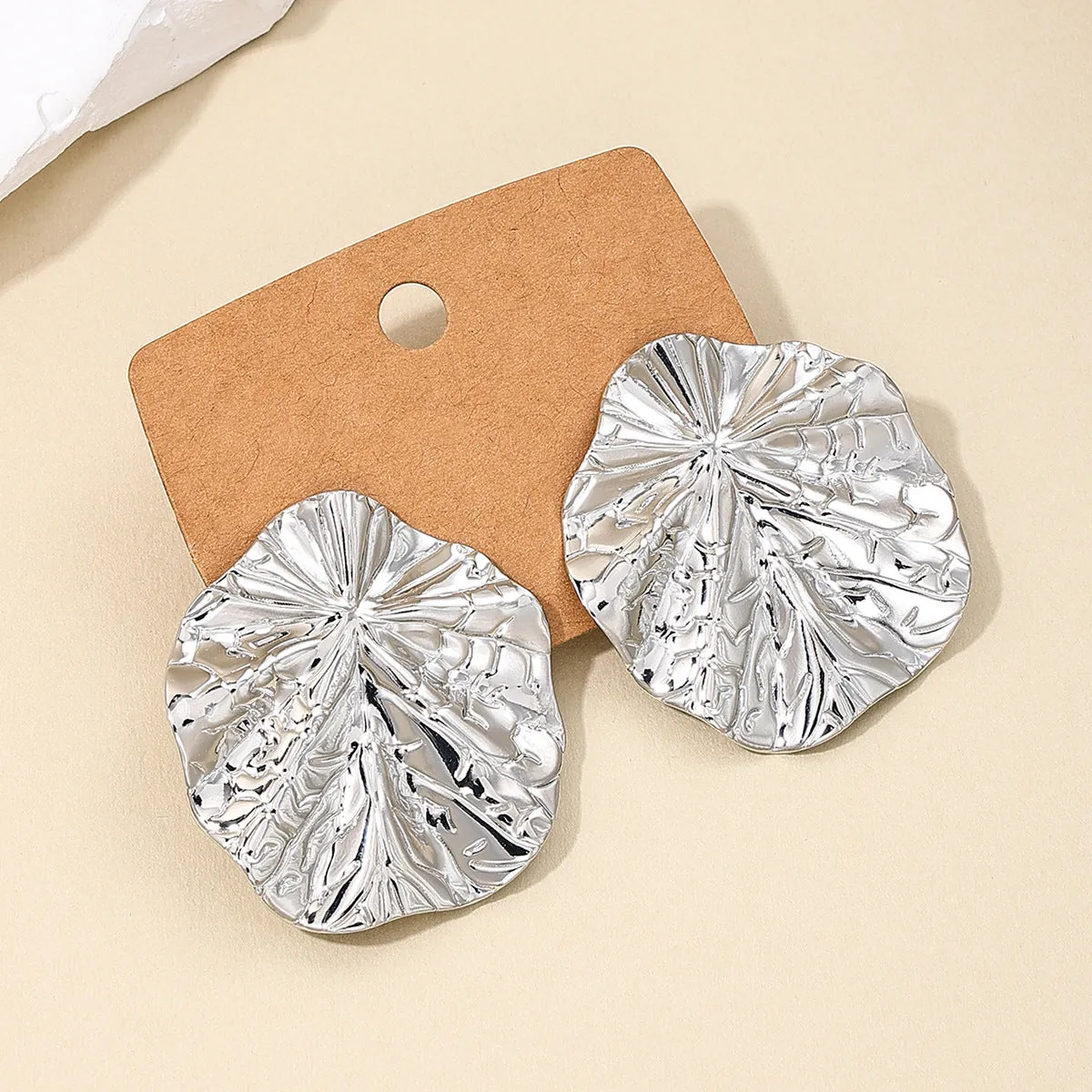 European and American Punk Style Ruffle Leaf Earrings for Women