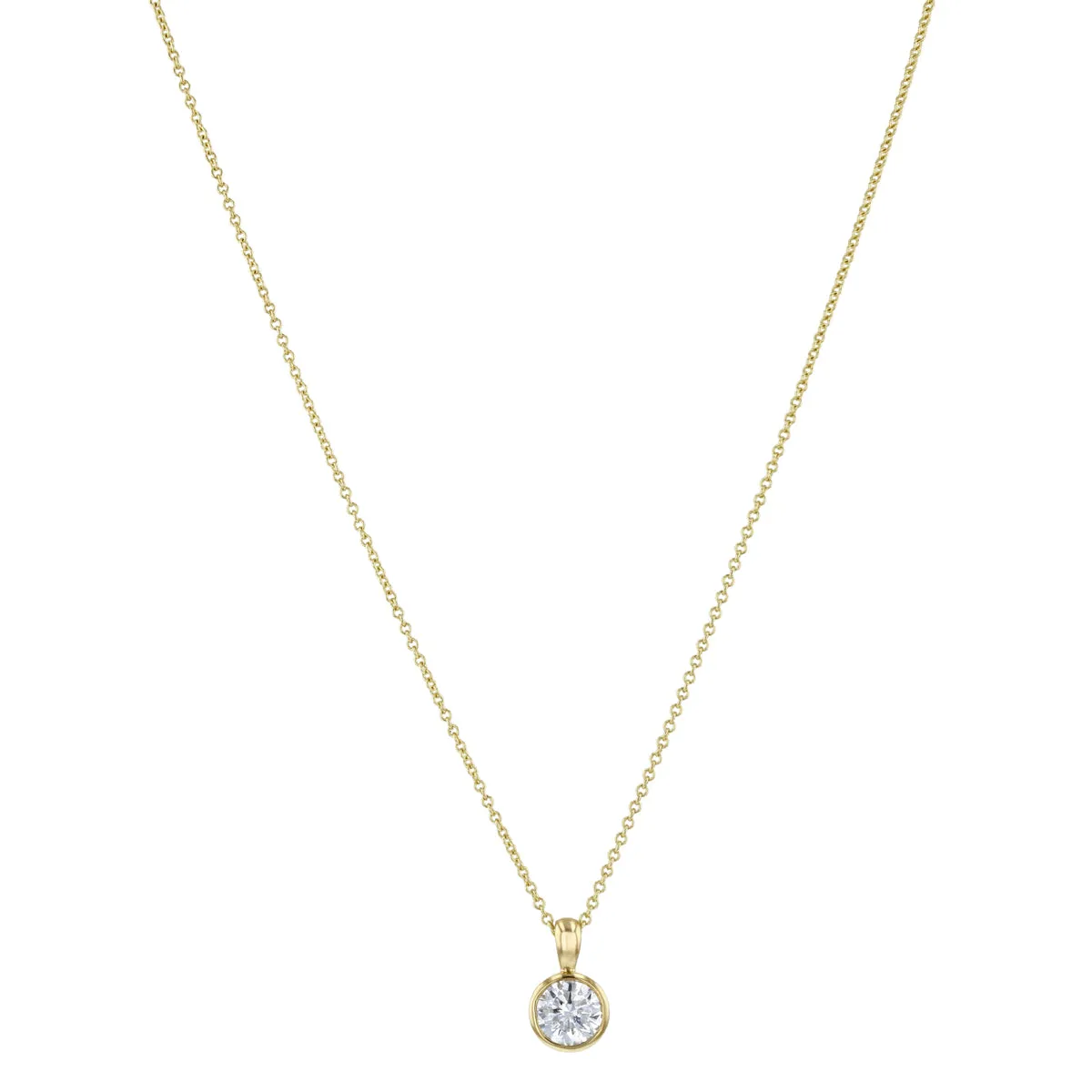 Everyday Diamonds Collection Round Brilliant Solitaire Rubover Pendant | 9K Yellow Gold