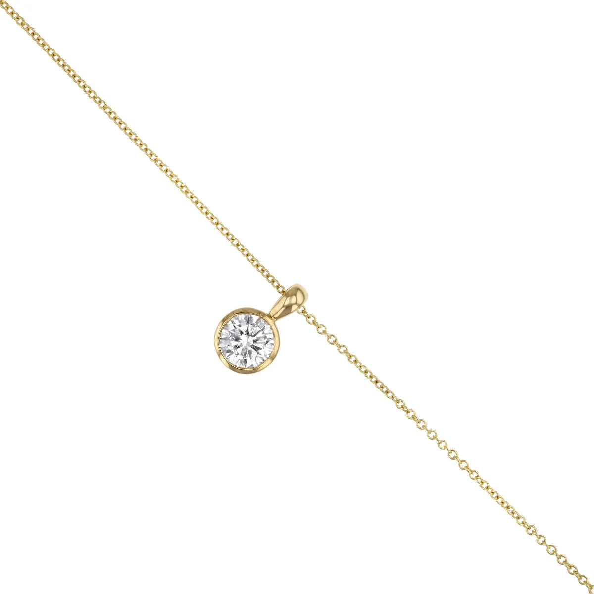 Everyday Diamonds Collection Round Brilliant Solitaire Rubover Pendant | 9K Yellow Gold