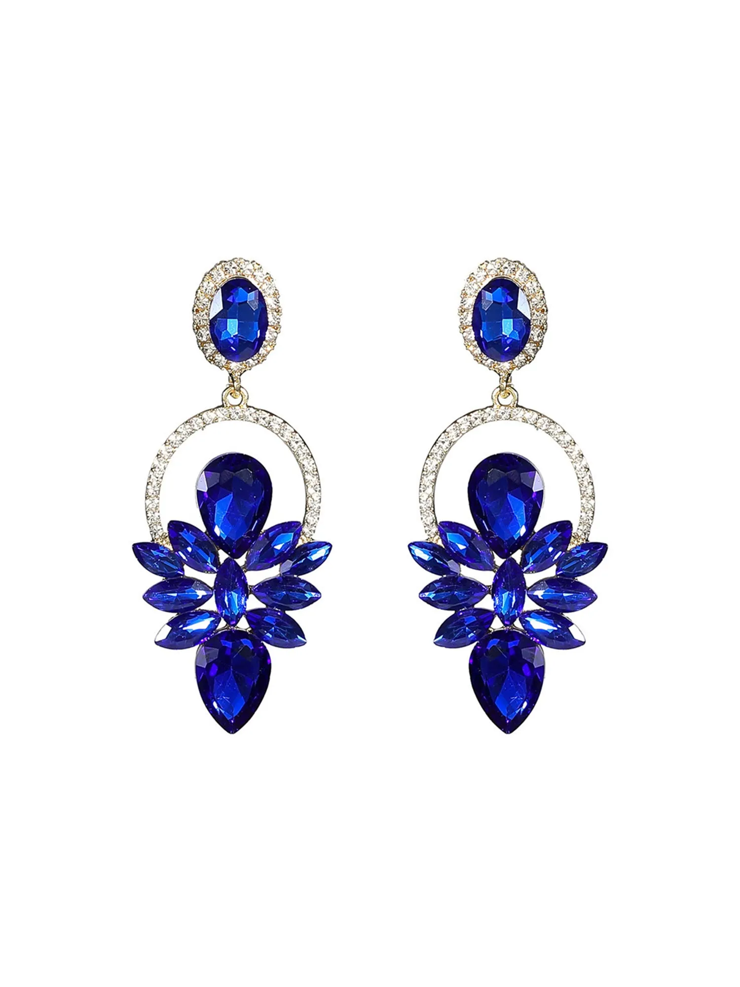 Extravagant Colorful Glass Rhinestone Earrings