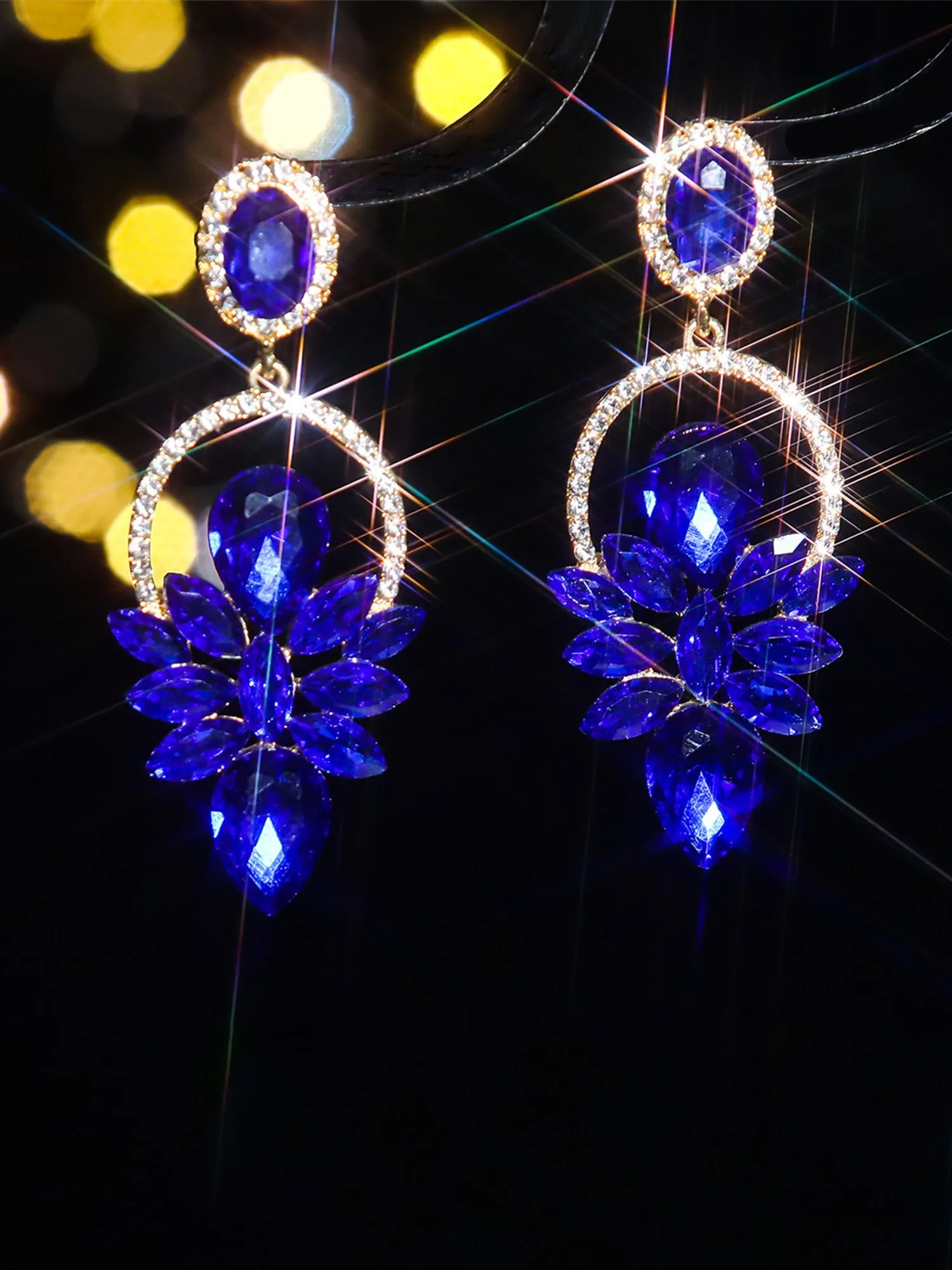 Extravagant Colorful Glass Rhinestone Earrings