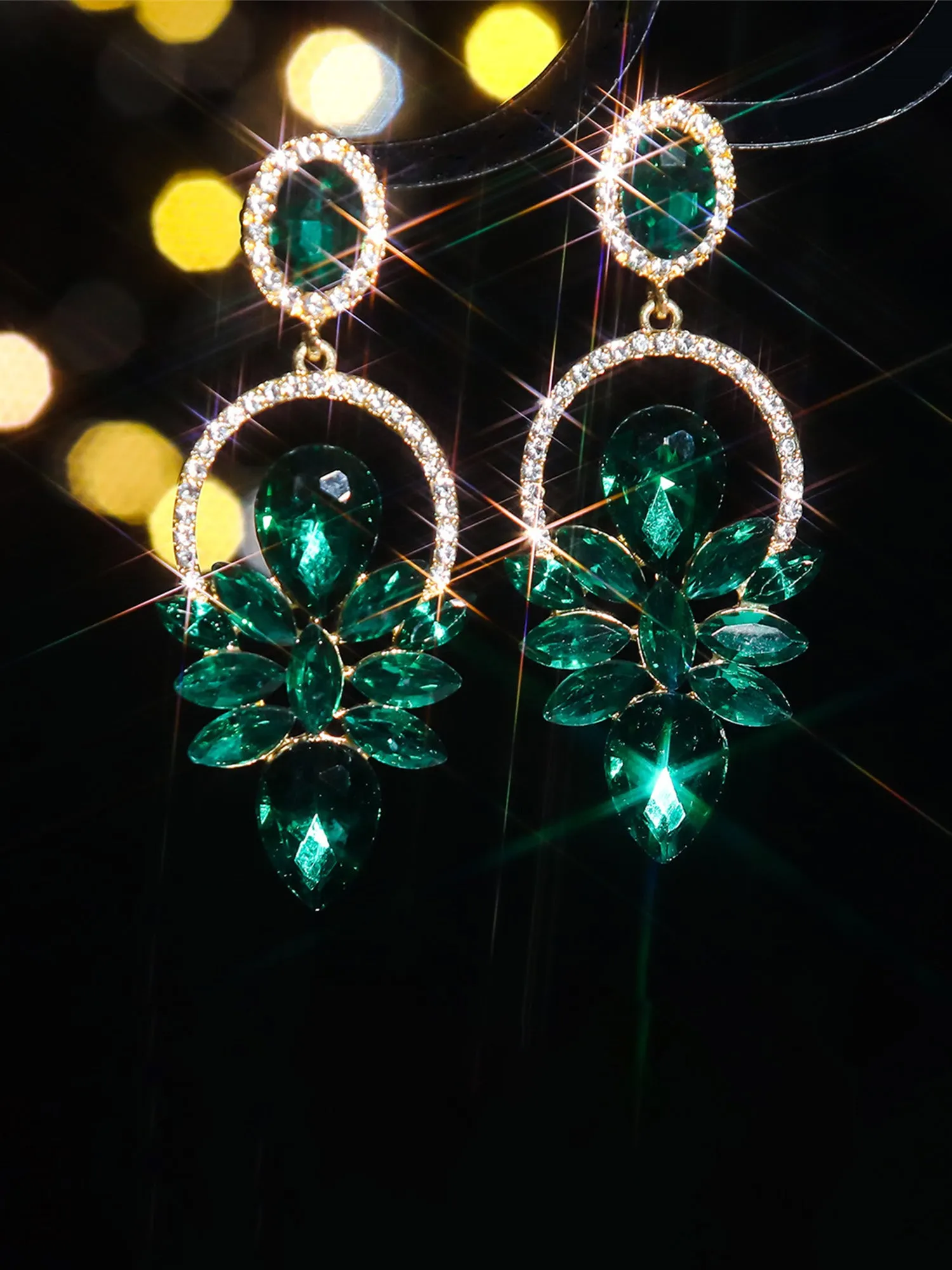 Extravagant Colorful Glass Rhinestone Earrings