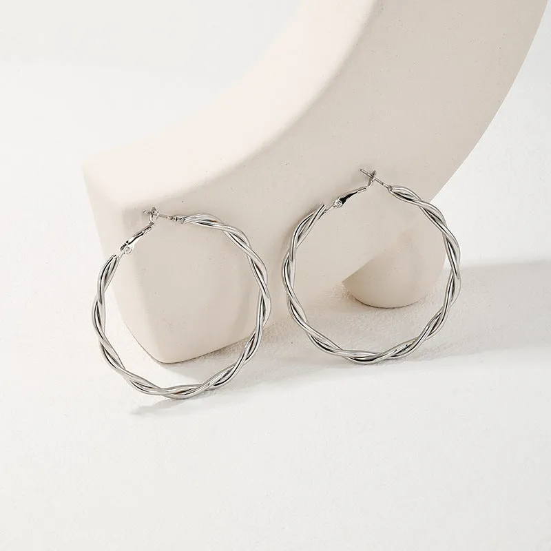 Extravagant Metal Twist Roll Earrings - Vienna Verve Collection