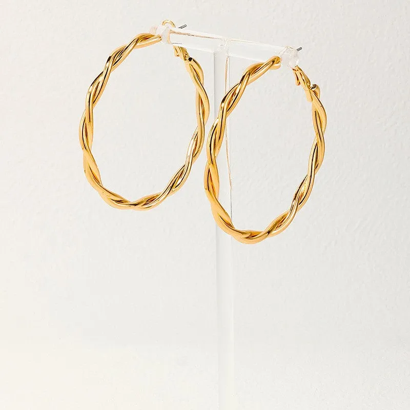 Extravagant Metal Twist Roll Earrings - Vienna Verve Collection