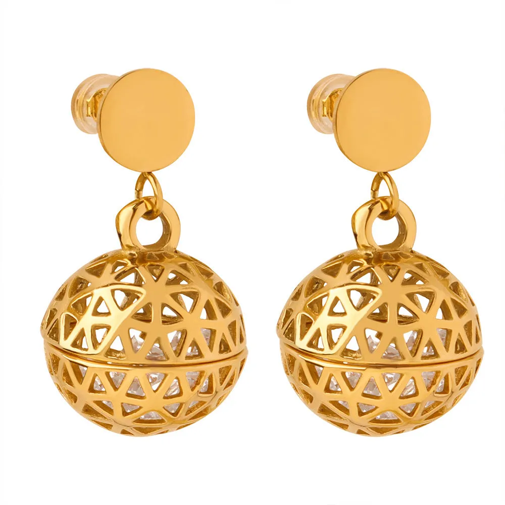 Extravagant Niche Design 18K Gold Beaded Zircon Earrings for Women