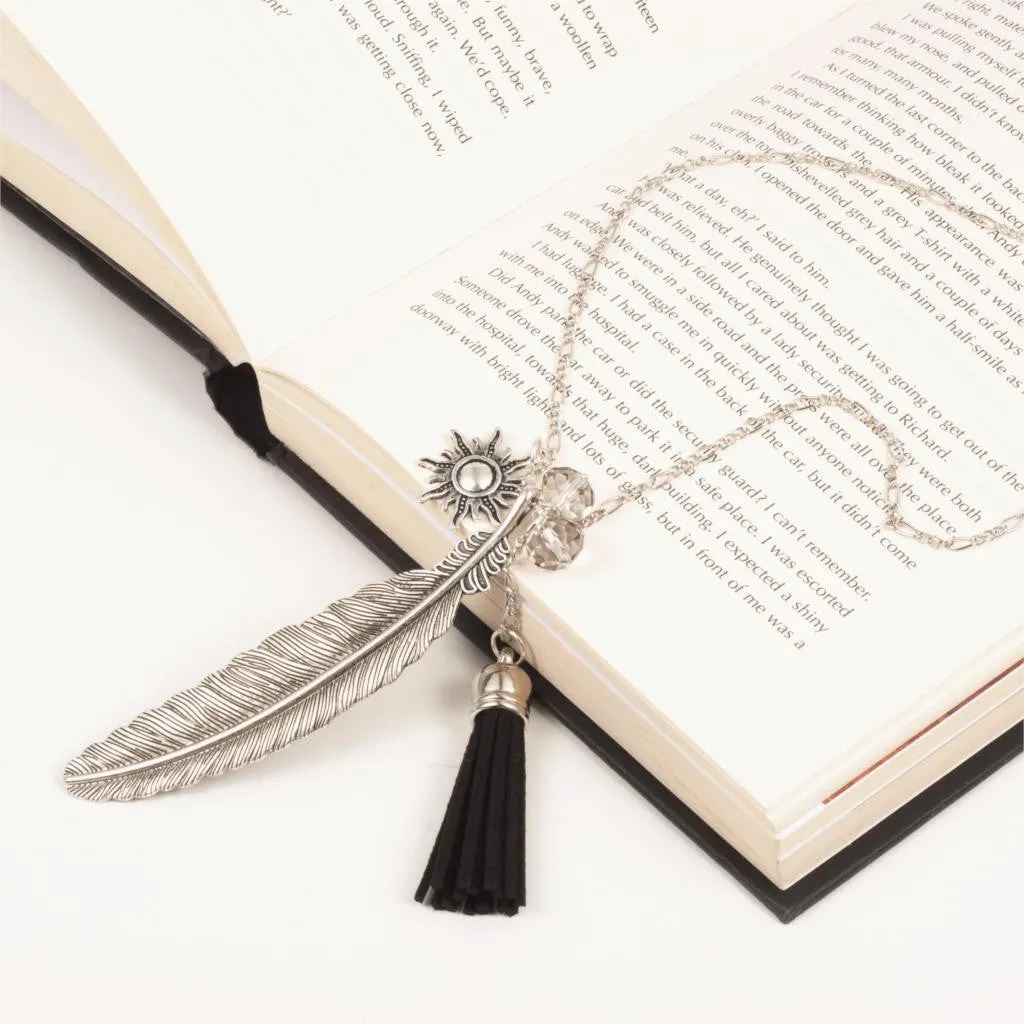 Fashion Tassel Pendant Necklace Feather Necklace Link Chain Silver Tone