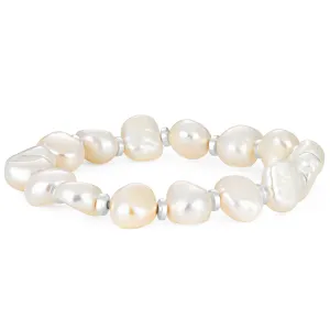 Freshwater Pearl Stretch Bracelet with Hematite Beads