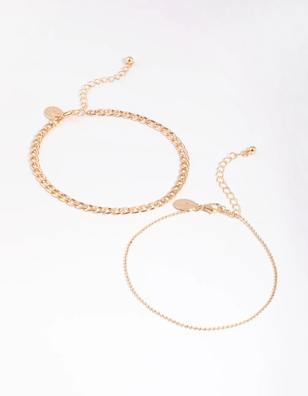 Gold Ball Chain Anklet Set