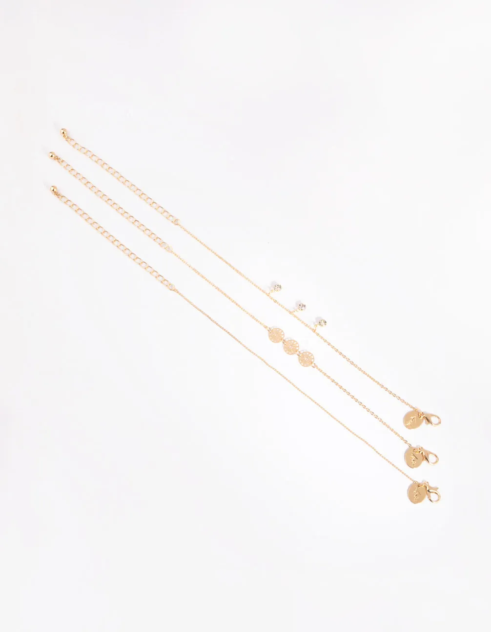 Gold Dainty Dangle Pack Bracelets