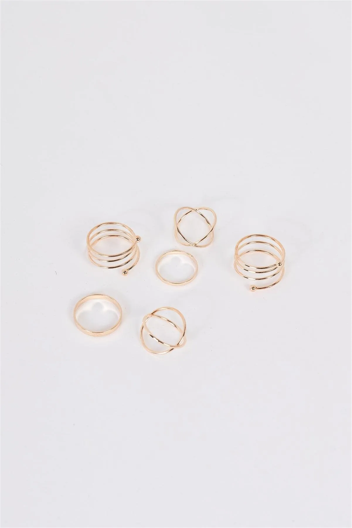 Gold Minimalistic Cross Decor Ring Set of 6 Rings