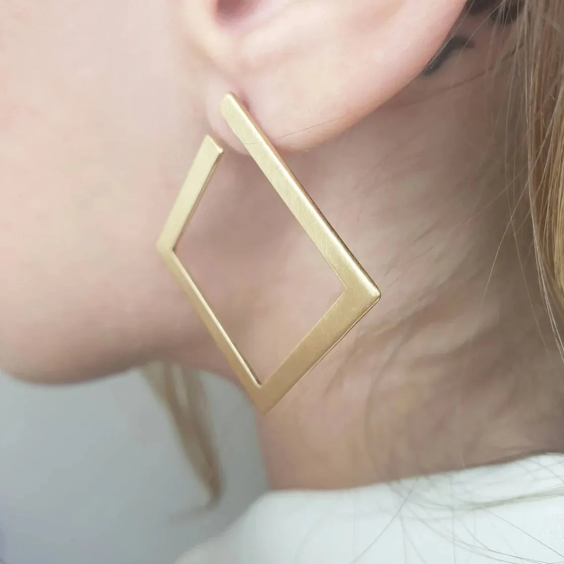 Gold Square Earrings