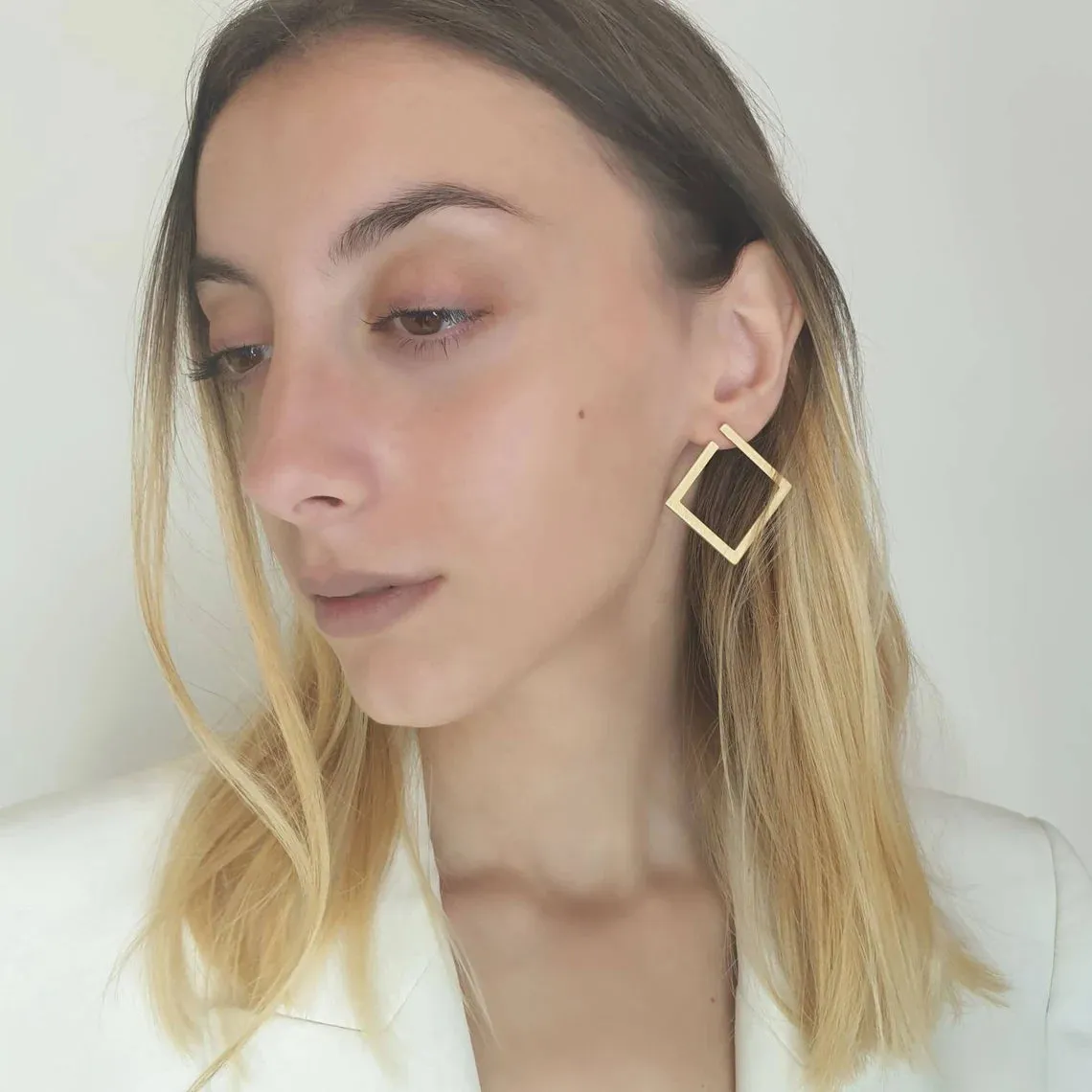 Gold Square Earrings