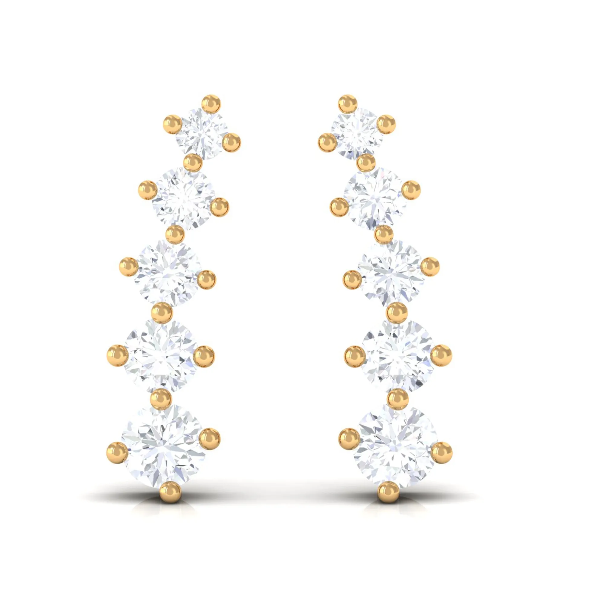 Graduated Style Diamond Climber Earrings