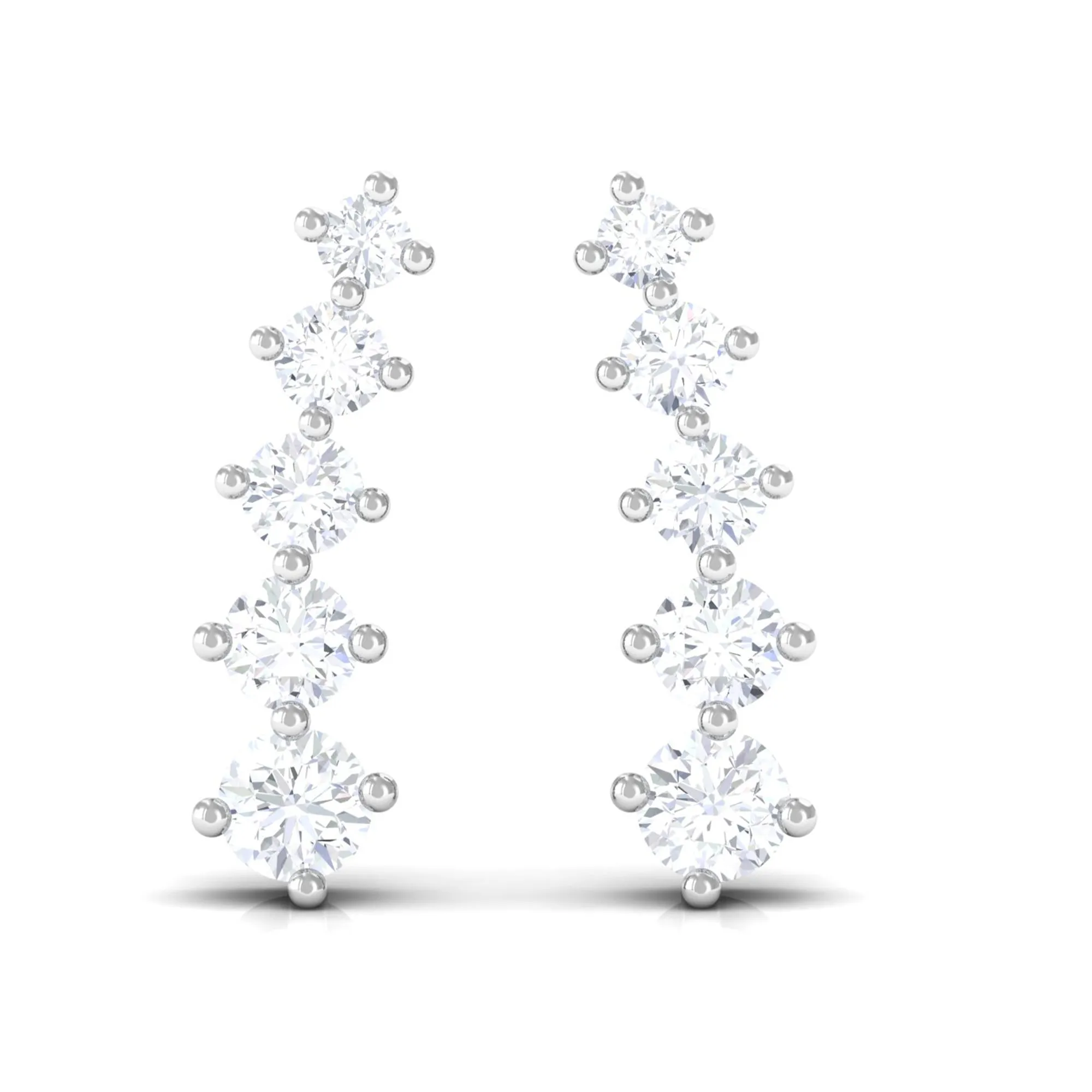 Graduated Style Diamond Climber Earrings