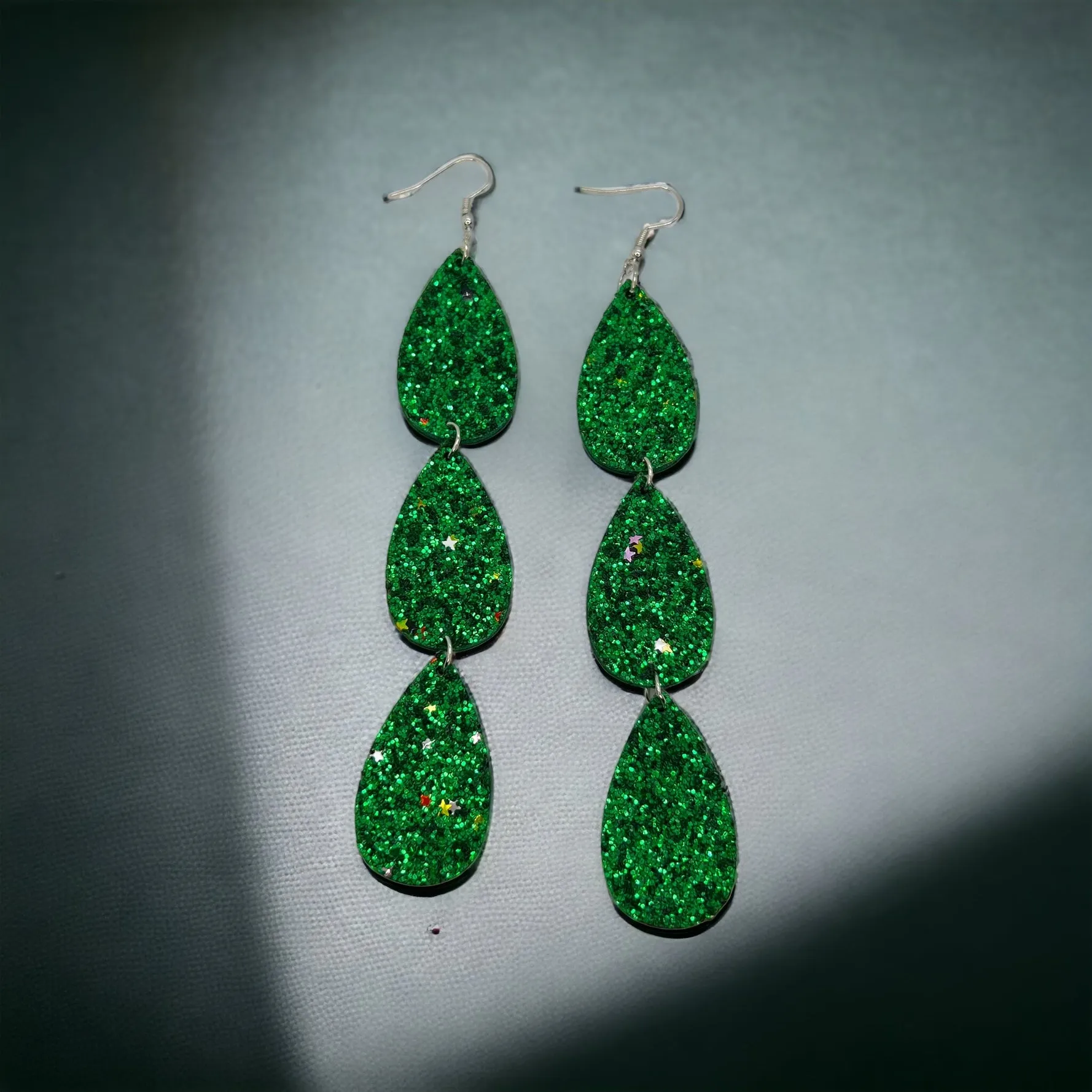 Green Glitter Earrings - Lucky Charm, Saint Patrick's Day, Gold Earrings, Lucky Earrings, St. Patrick's Day