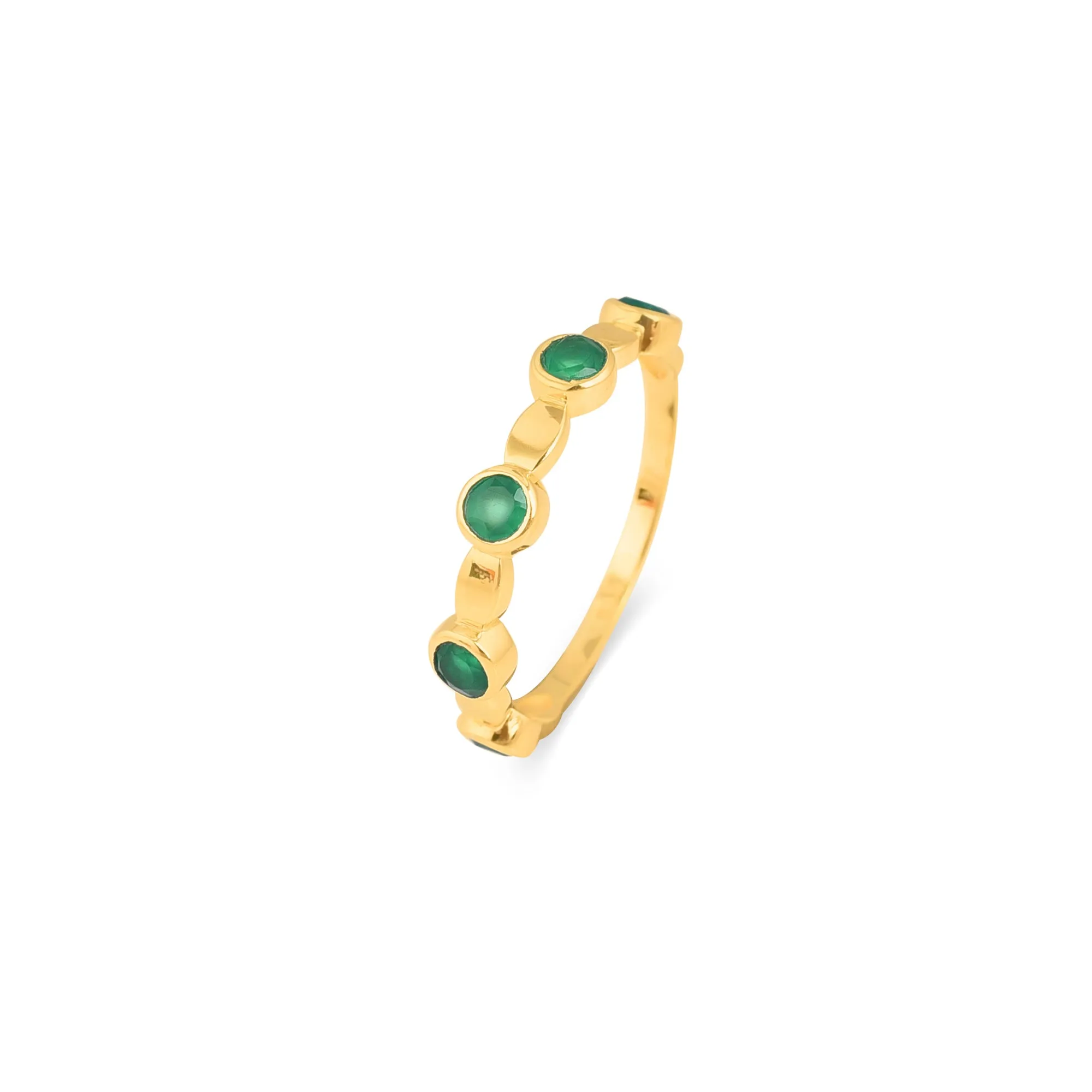 Green Onyx 5 stone Gold Ring