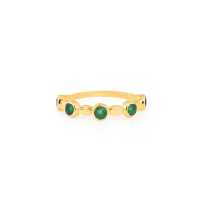 Green Onyx 5 stone Gold Ring