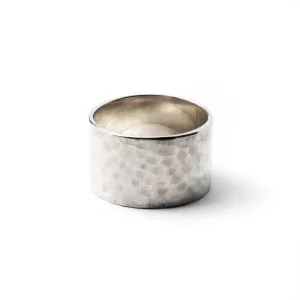 Hammered Silver Wide Band Ring