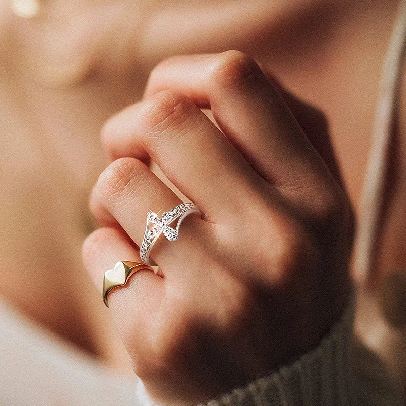 Handcrafted Cross Sterling Silver Amulet Ring