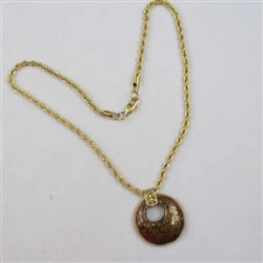 Honey and Gold Kazuri Pendant on Gold Rope Chain