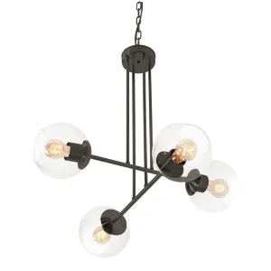 Jamie 25 in. 4 Lights Pendant Light Black Finish