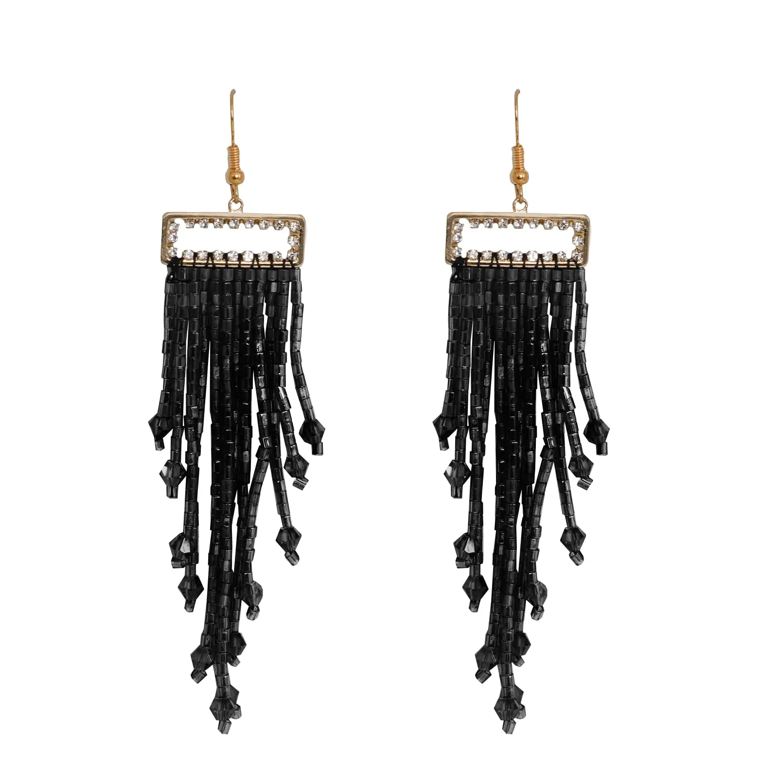 Joker & Witch Silk Fall Black Bead Earrings for Women