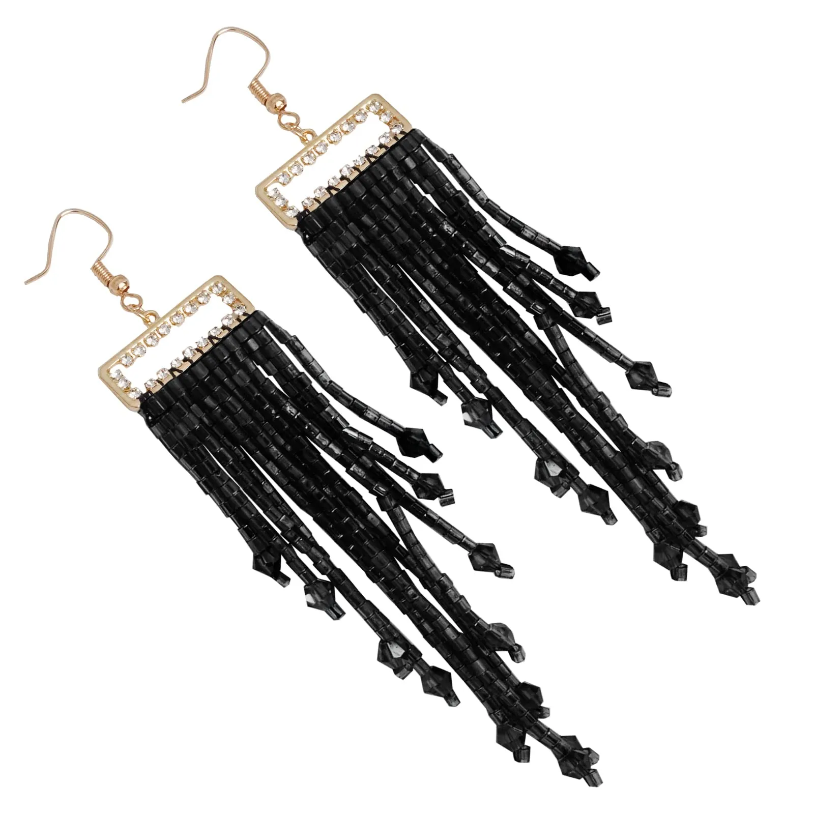 Joker & Witch Silk Fall Black Bead Earrings for Women