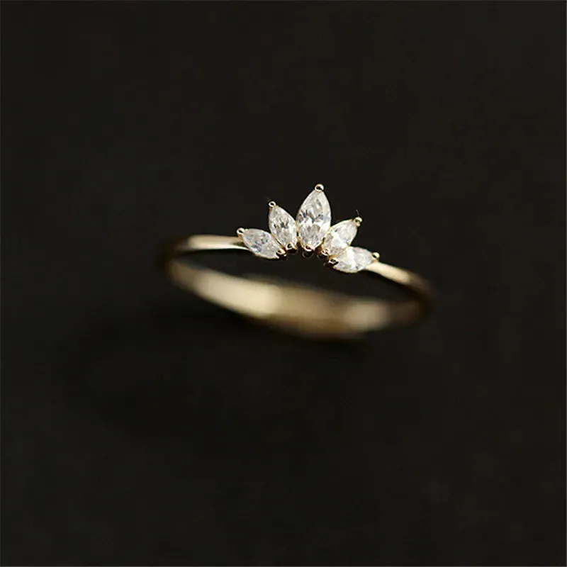 JuliaFashion - 2024 Simple Crown 14k Gold Plated Ring