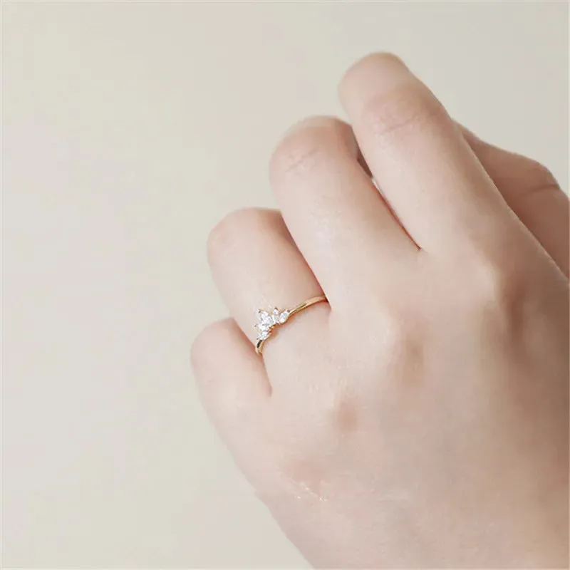 JuliaFashion - 2024 Simple Crown 14k Gold Plated Ring