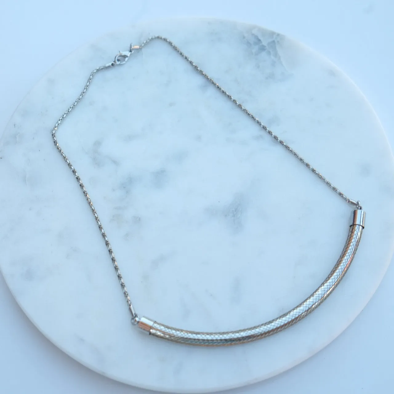 Kate Silver Bar Mesh Necklace