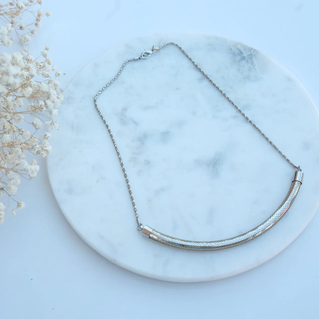 Kate Silver Bar Mesh Necklace