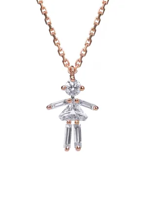 Little Ones 18K Pink Gold Diamond Girl Pendant Necklace