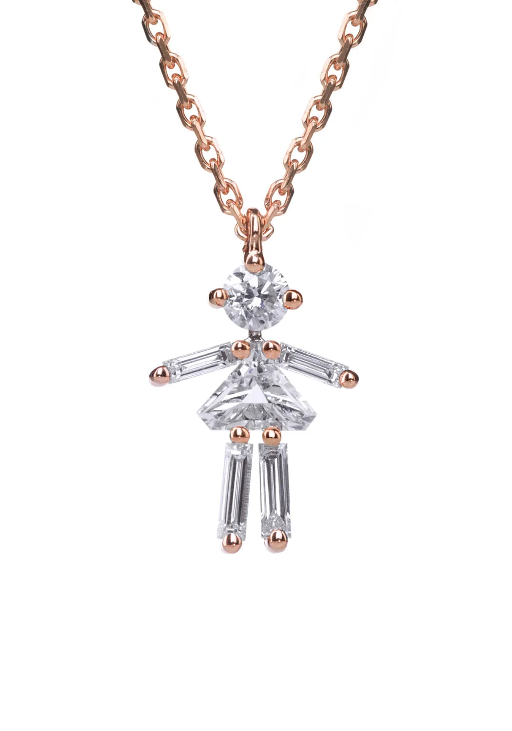 Little Ones 18K Pink Gold Diamond Girl Pendant Necklace