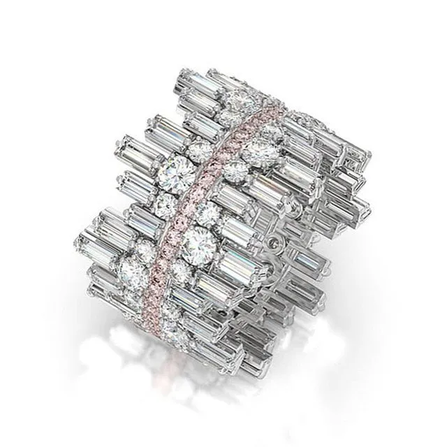 Luxury Silver Rings Geometric CZ Simple Stylish