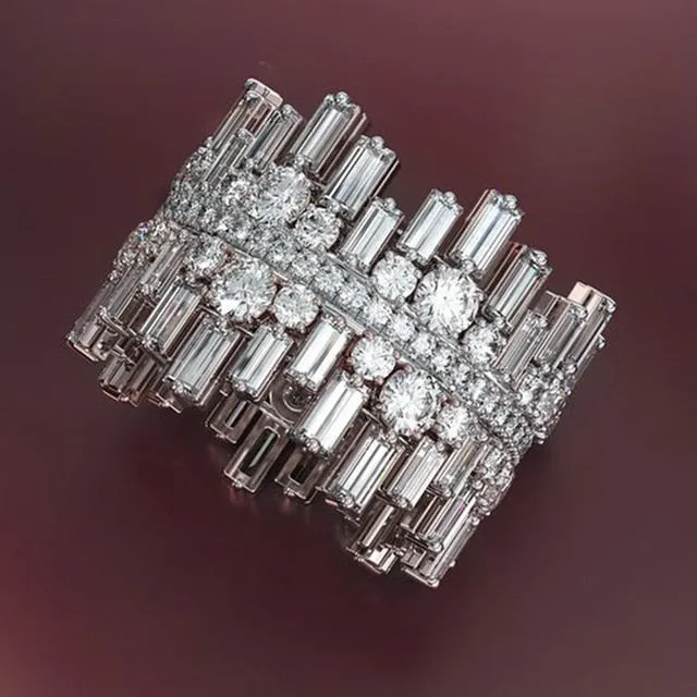 Luxury Silver Rings Geometric CZ Simple Stylish