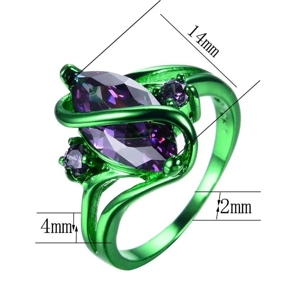 Male Female Pruple Ring Green Gold Filled Vintage Wedding Engagement Rings For Men And Women Fashion Jewelry