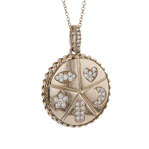 Medallion Pendant Necklace in 18k Gold with Diamonds