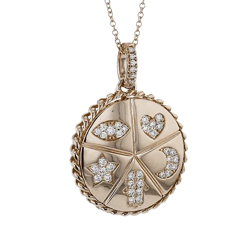 Medallion Pendant Necklace in 18k Gold with Diamonds