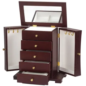 Mele & Co Walnut Finish Wardrobe Style Jewel Case