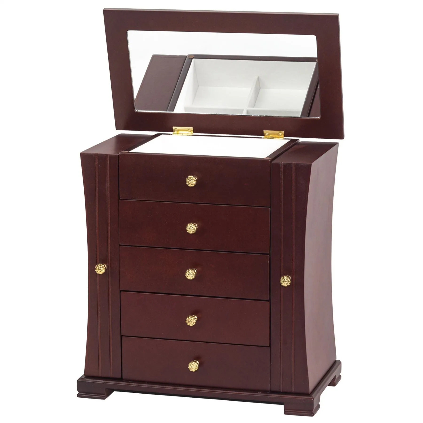 Mele & Co Walnut Finish Wardrobe Style Jewel Case