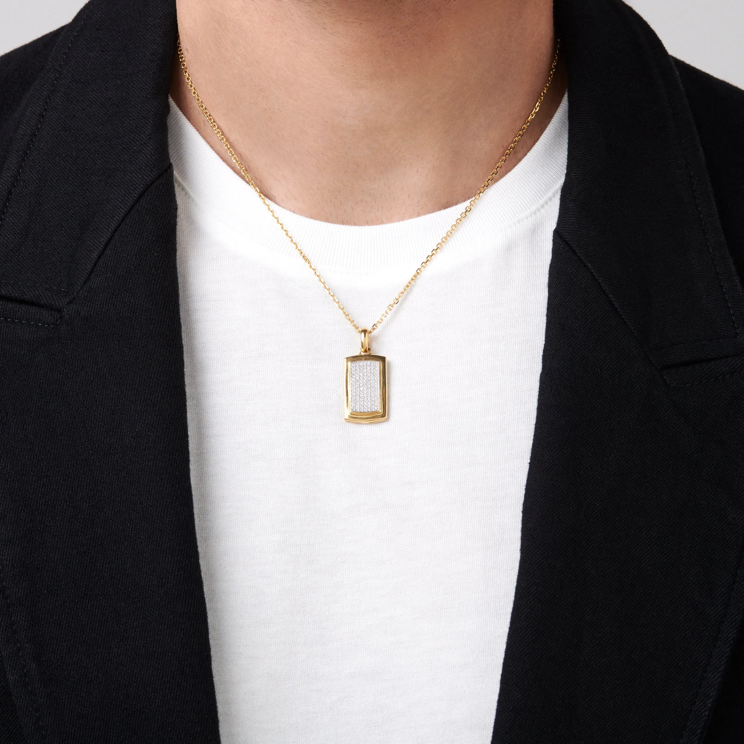 Men's Dog Tag Pendant | 18K Yellow Gold