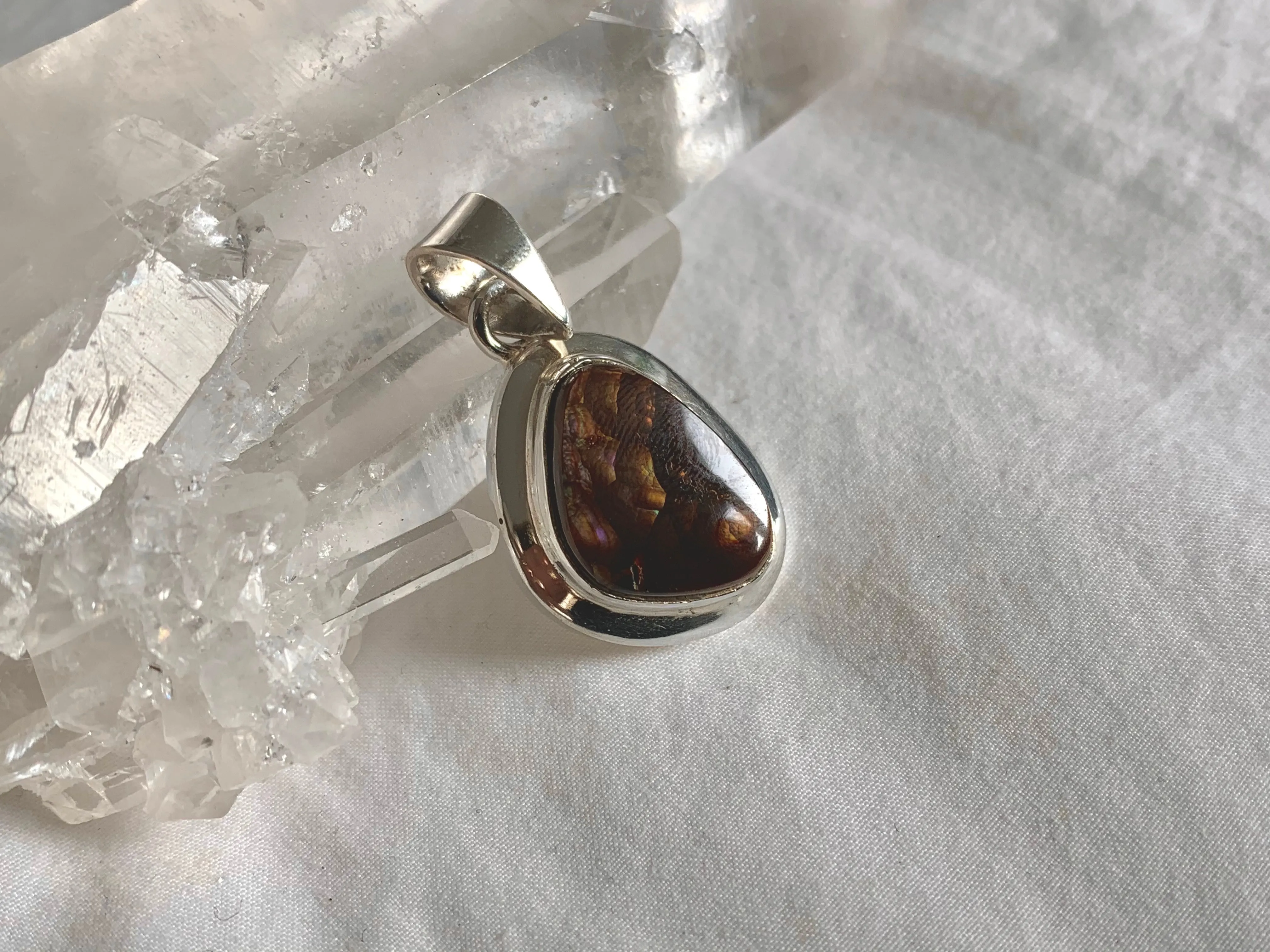 Mexican Fire Agate Ansley Pendant - Small Freeform