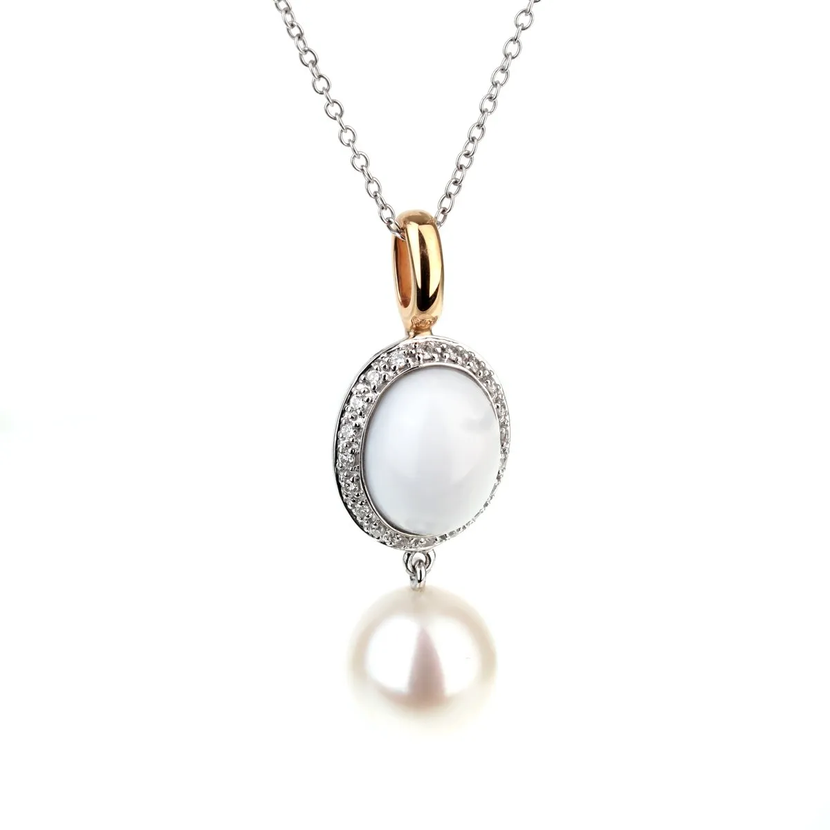 Mimi Milano Agate Pearl Diamond Necklace