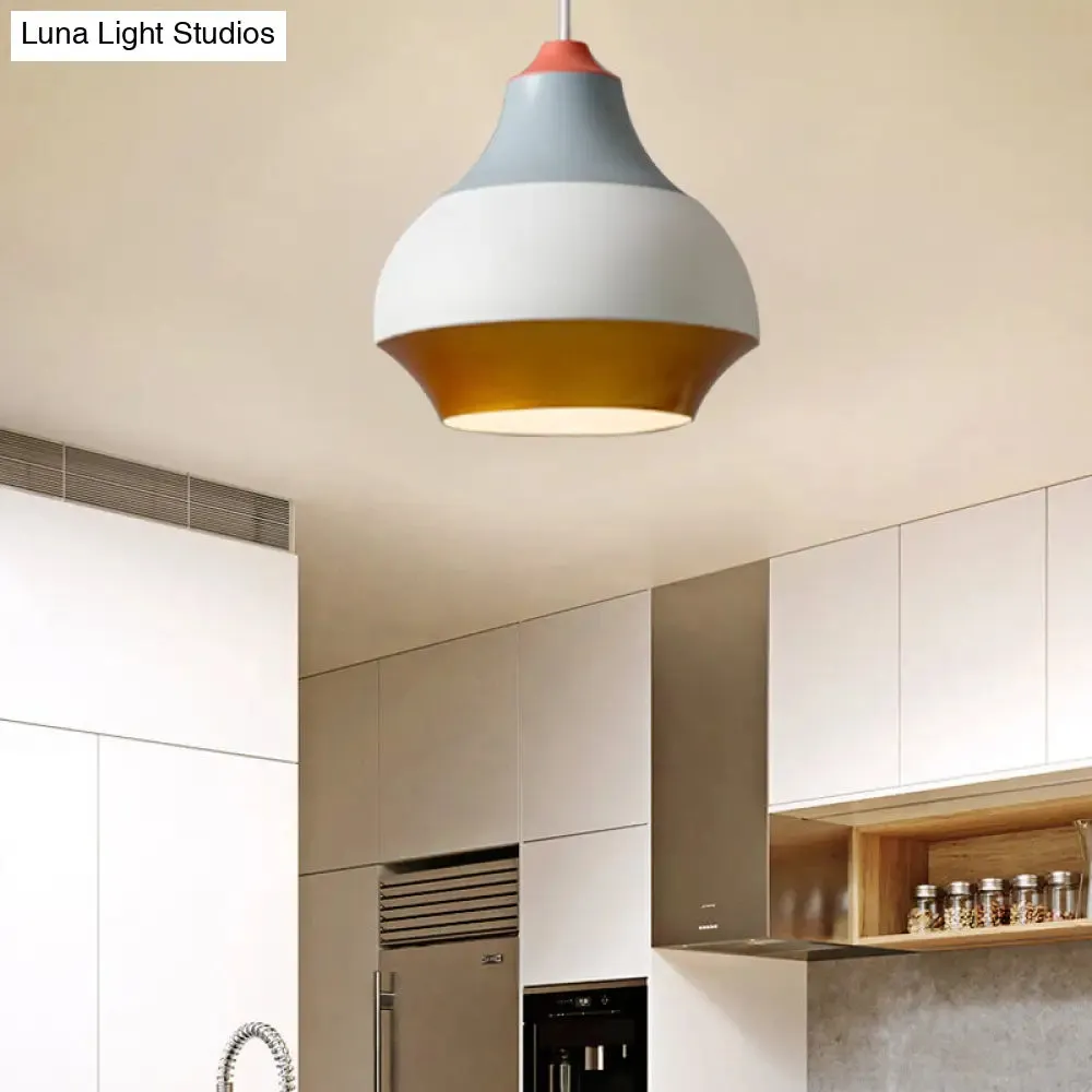 Modern Metal Urn Pendant Light - 1 Light Grey/White/Green - Ideal for Bedroom