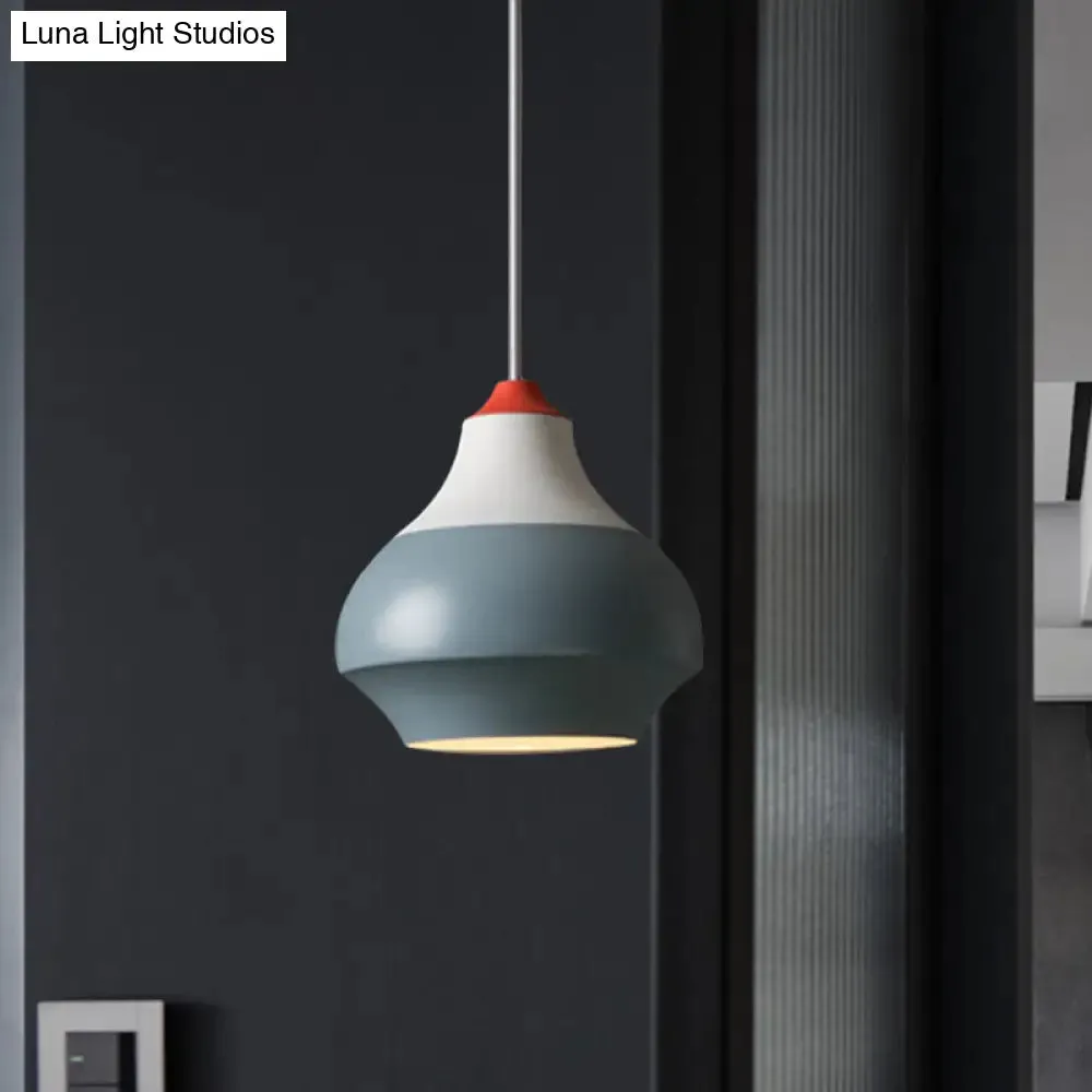 Modern Metal Urn Pendant Light - 1 Light Grey/White/Green - Ideal for Bedroom