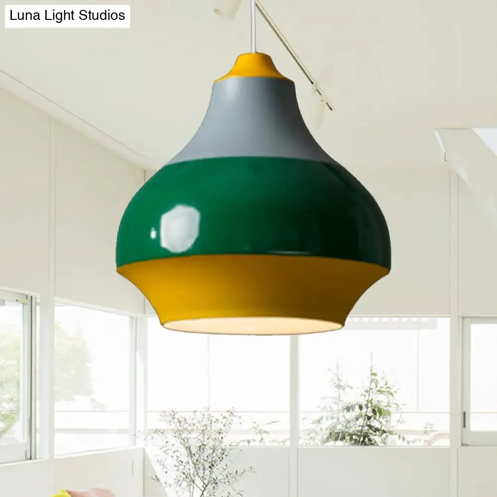 Modern Metal Urn Pendant Light - 1 Light Grey/White/Green - Ideal for Bedroom