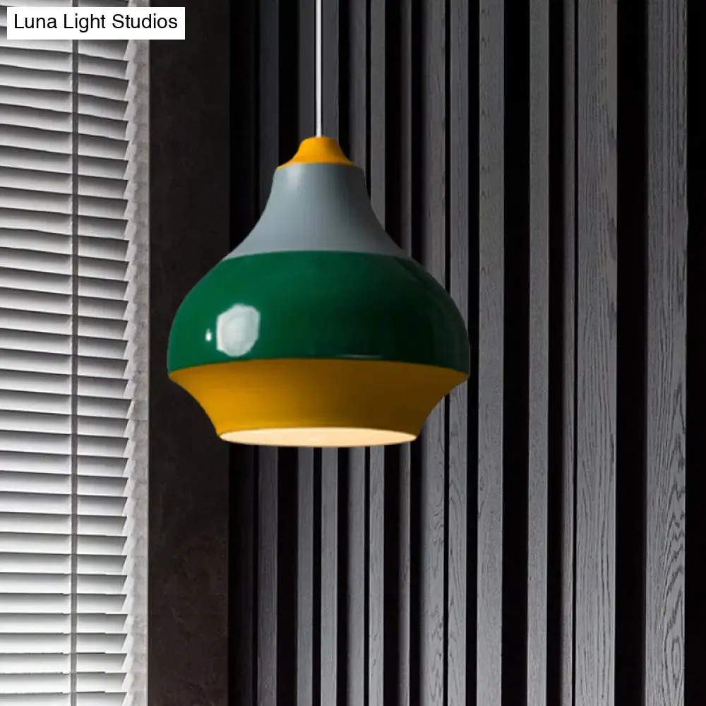 Modern Metal Urn Pendant Light - 1 Light Grey/White/Green - Ideal for Bedroom