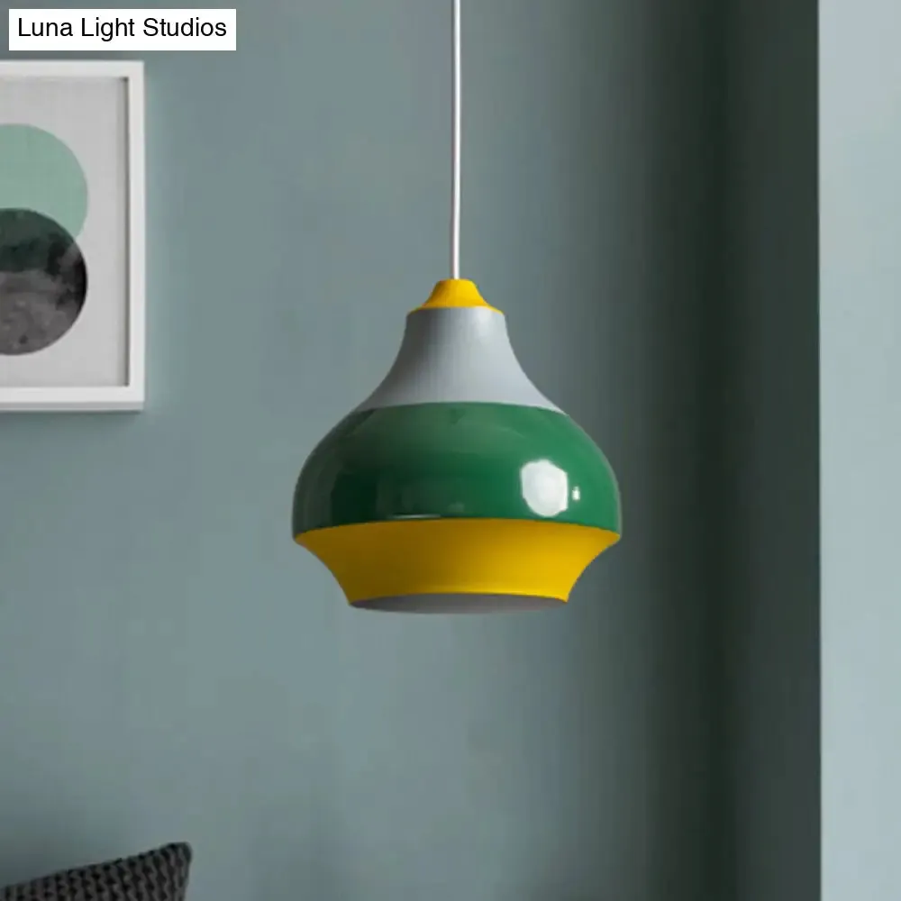 Modern Metal Urn Pendant Light - 1 Light Grey/White/Green - Ideal for Bedroom